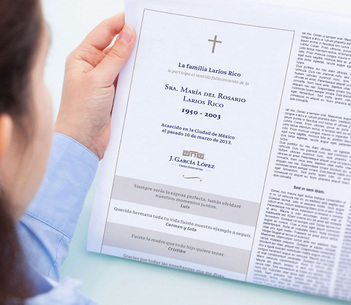 Esquela con dedicatoria